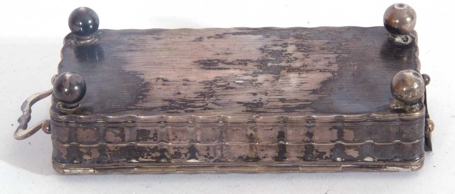 19th Century white metal Dutch trinket box of rectangular form, the hinged lid with embossed - Image 6 of 7