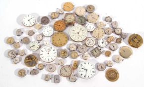 Mixed lot of wrist and pocket watch movements, parts and glasses, makes include Rotary, Vertex and