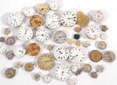 Mixed lot of pocket watch and wristwatch parts, glasses, dials and movements, (all a/f)