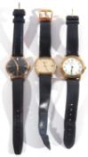 Lot of three gents wristwatches, these include a manually crown wound Longines with champagne