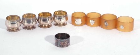 Mixed lot to include four Victorian pedestal salts with a Grecian key and beaded borders, with