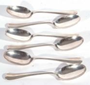 Set of six Hanoverian rat tail dessert spoons, Sheffield 1930, makers mark is for The Fenton