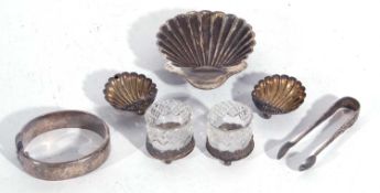 Mixed lot to include a hallmarked silver shell dish, London 1896, a pair of Victorian small shell