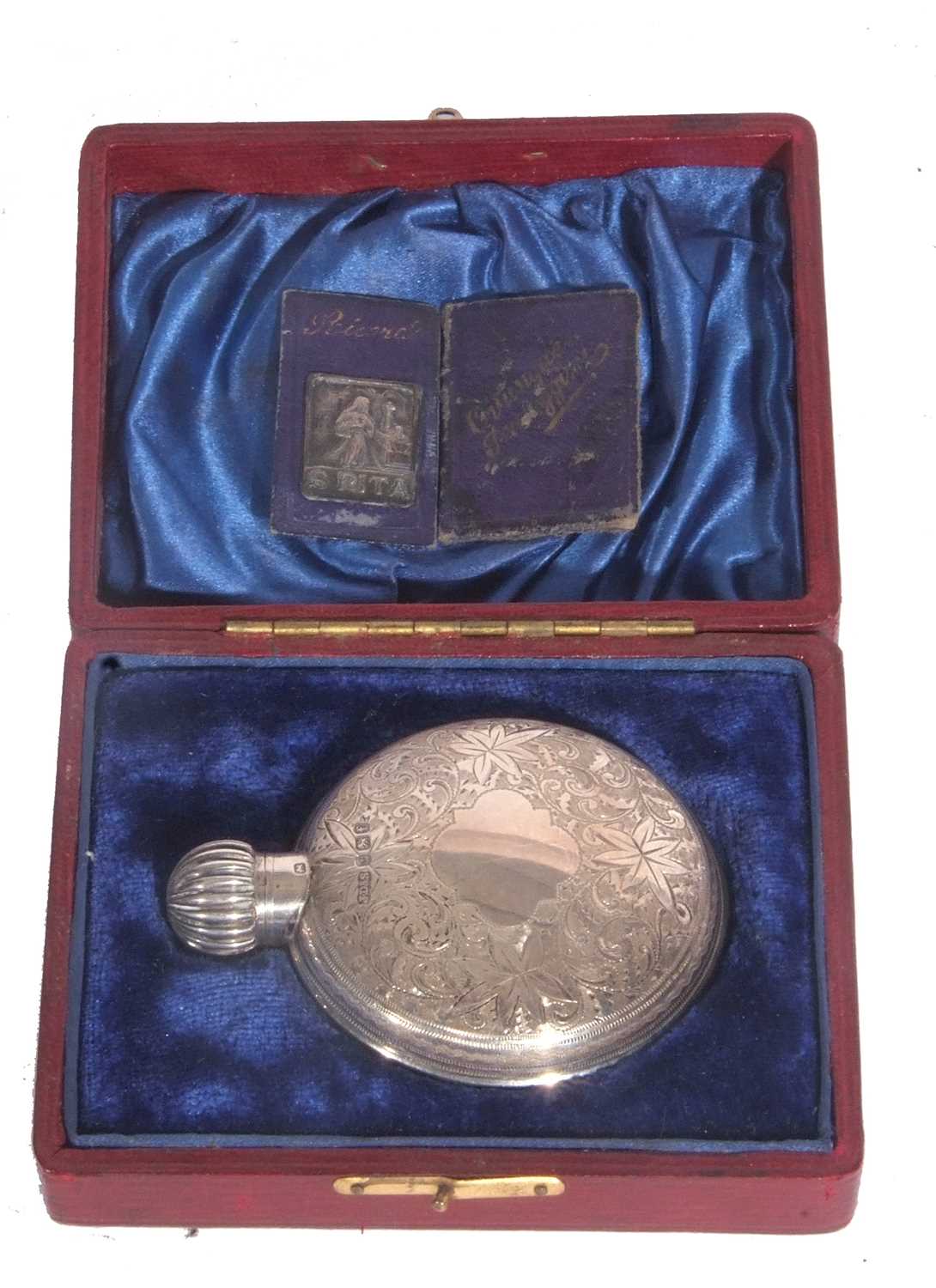Victorian silver novelty scent bottle in the form of a pocket watch engraved both sides around two