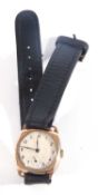 Vintage gents 9 carat gold Enicar wristwatch. The watch has a 15 jewel Swiss manually wound