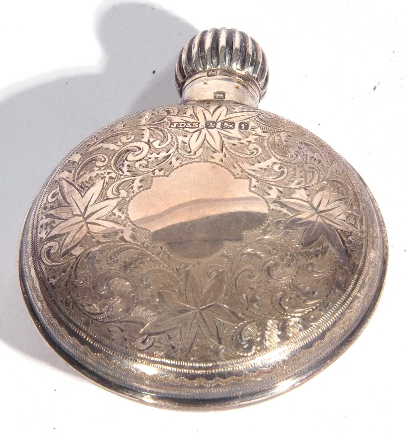 Victorian silver novelty scent bottle in the form of a pocket watch engraved both sides around two - Image 2 of 4