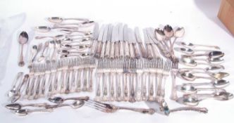 A quantity of flat ware in Kings pattern design, comprising fourteen knives, twelve table forks,