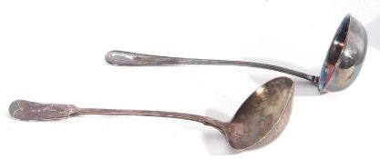 Two silver plated large soup ladles