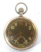 Military gents pocket watch. The pocket watch has a 15 jewel Swiss movement and is manually wound.