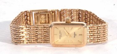 Ladies Solvil et Titus Panther 9ct gold wrist watch, hallmarked on case back, the inside of the