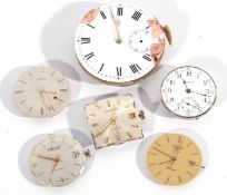 Mixed lot of five wristwatch movements and dials and a repeater pocket watch movement with dial, the