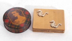 Mixed lot including a vintage Stratton compact, gilt metal and applied to the front with two