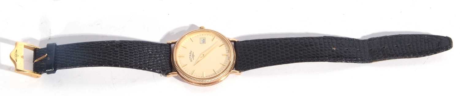 Gents 9ct gold Rotary quartz wrist watch, hallmarked for 9ct gold on inside of case back, Rotary - Bild 3 aus 4