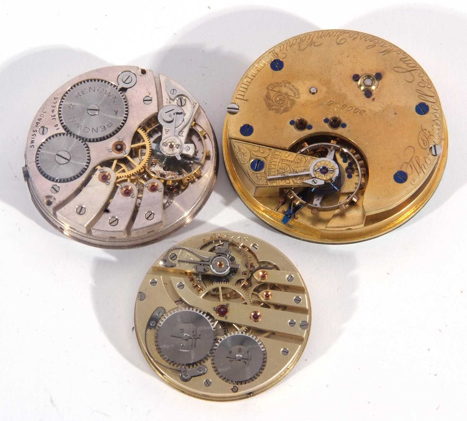 Lot of three pocket watch movements and dials, one by Thomas Russell & Sons complete with white - Image 4 of 4