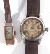 A vintage Gents Tudor wrist watch along with a 9ct gold ladies cocktail watch. The Tudor has a