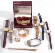 Mixed lot of eight ladies wristwatches and one gent's rotary wristwatch with box, makers of the