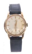 Gents Omega wristwatch with champagne dial and baton hour markers, the dial also features a sub-