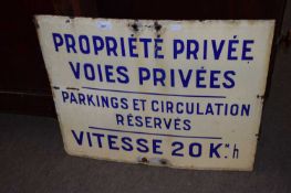 French enamel parking restrictions sign 60 x 50 cm