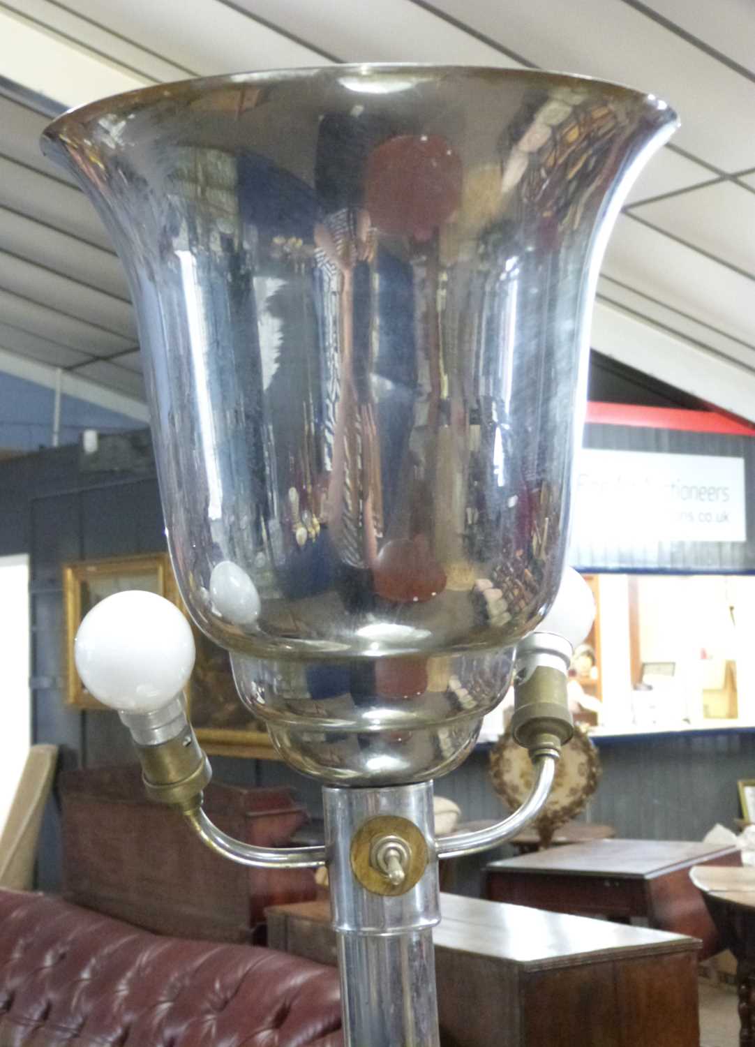 Unusual combination Art Deco standard lamp and table, the stem with two circular side sections - Image 3 of 6