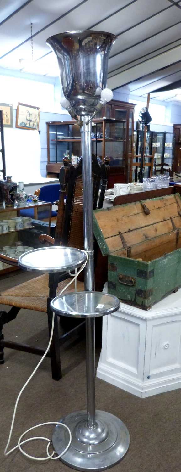 Unusual combination Art Deco standard lamp and table, the stem with two circular side sections - Image 2 of 6