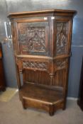 19th Century French oak dressoir with single cental door and single drawer decorated throughout with