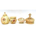 Quantity of Royal Worcester blush wares including reticulated vase cover, bowl and cover, further