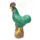 Chinese porcelain model of a cockerel with majolica type glazes, 20 cm high