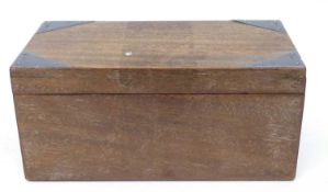 Small wooden box with silver corners, assay marks for London
