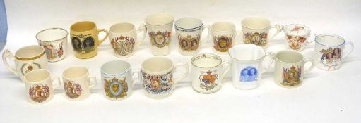 Quantity of cups and mugs commemorating royalty