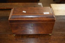 Georgian mahogany tea caddy of hinged rectangular form with a fitted interior, 33 cm wide