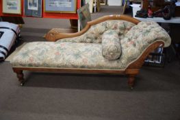 Late Victorian floral upholstered chaise longue, 180 cm long