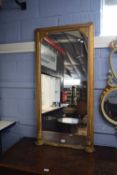 Rectangular hall or over mantel mirror in a gilt finish frame, 127 cm high