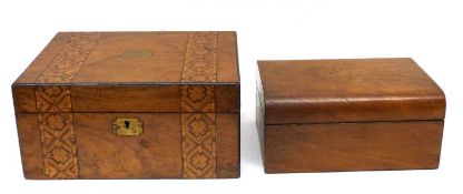 Two boxes with inlaid designs
