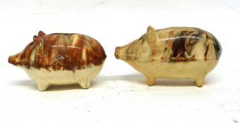 Two small pig money boxes both with Whieldon type glazes