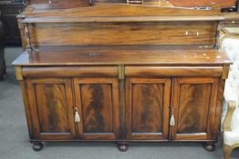Large William IV or early Victorian mahogany chiffonier or sideboard with arched shelved back with