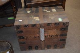 Large metal bound silver chest with fitted interior, 71 cm wide