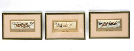 Group of three silk pictures