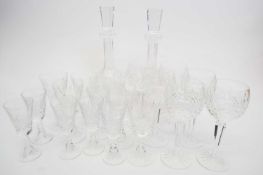Quantity of Waterford glass ware including two decanters, six Hock glasses, six Claret, six