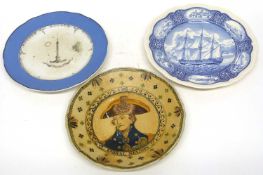Nelson commemorative plate together with a spode Nelson plate and a 19th Century porcelain plate