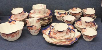 Quantity of Foley china, teaset with shaped design and brown floral design within blue borders
