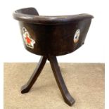 1930s Revolving wooden tub nursery chair, adorned with Disney characters Scrooge McDuck and his