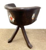 1930s Revolving wooden tub nursery chair, adorned with Disney characters Scrooge McDuck and his