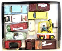 Mixed lot of Dinky Toys to include: - 421 Hindle Smart lorry - 404 Climax Forklift - 70 AEC