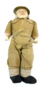 Porcelain faced doll / puppet formed as a WWII British Infantry Soldier with Tommy helmet.Length