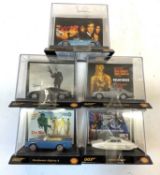 A collection of cased 007 James Bond Die-cast car models, produced by Shell. To include: - Aston