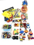 A large quantity of vintage Noddy in Toyland collectibles.Including board game, assorted vehicles,