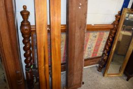 LATE VICTORIAN HARDWOOD DOUBLE BED FRAME WITH BARLEY TWIST UPRIGHTS