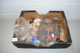 BOX OF VARIOUS ASSORTED PAINTED FIGURES AND ANIMALS PLUS OTHER ITEMS