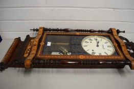 LATE 19TH CENTURY AMERICAN WALL CLOCK WITH ORNATELY INLAID CASE