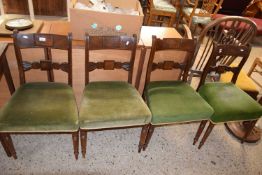 SET OF FOUR 19TH CENTURY MAHOGANY BAR BACK DINING CHAIRS WITH GREEN UPHOLSTERED SEATS